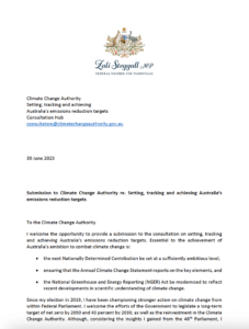 Zali Steggall Climate Change Authority Submission